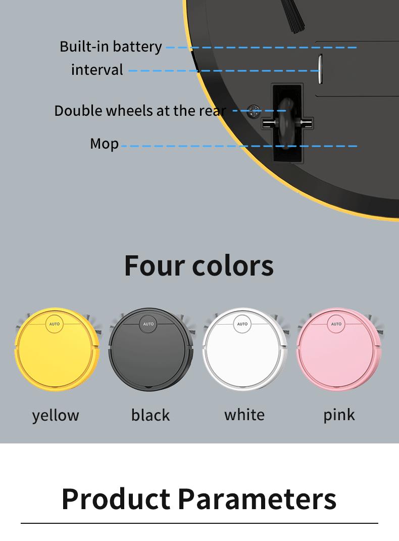 Robot Vacuum Cleaner Sweeping & Wet Mopping Floor Adsorbs Dust Desktop for Carpet, Pet Hair, Hard Floors, Home Cleaning