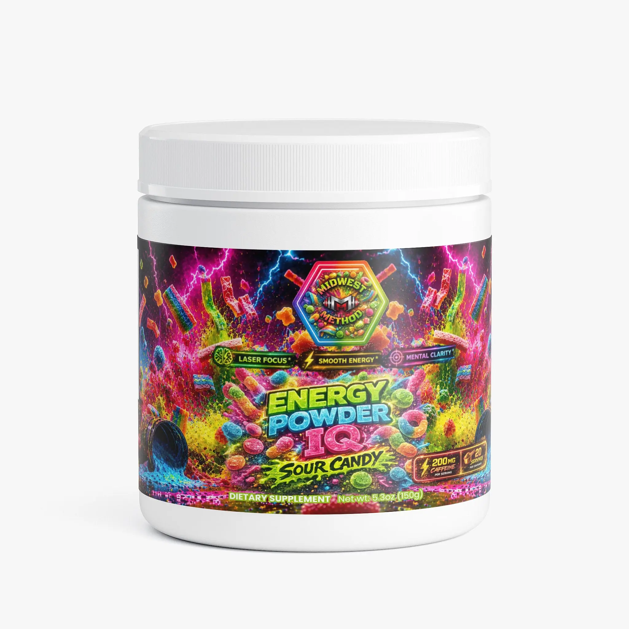 Midwest Method Energy Powder IQ - Sour Candy | 200mg Caffeine | 20 Servings