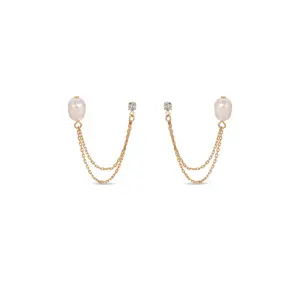 Double Piercing Freshwater Pearl Earring