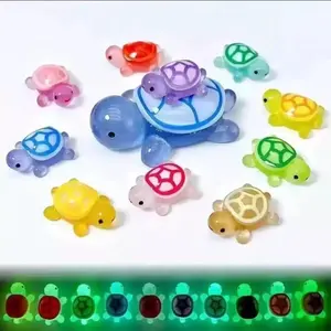 30Pcs Luminous 3D Turtle Figurines Glow-in-the-Dark Translucent Ornaments for DIY Crafts Party Favors Beach Holiday Decor Cute Kids Gifts Colorful Adorable