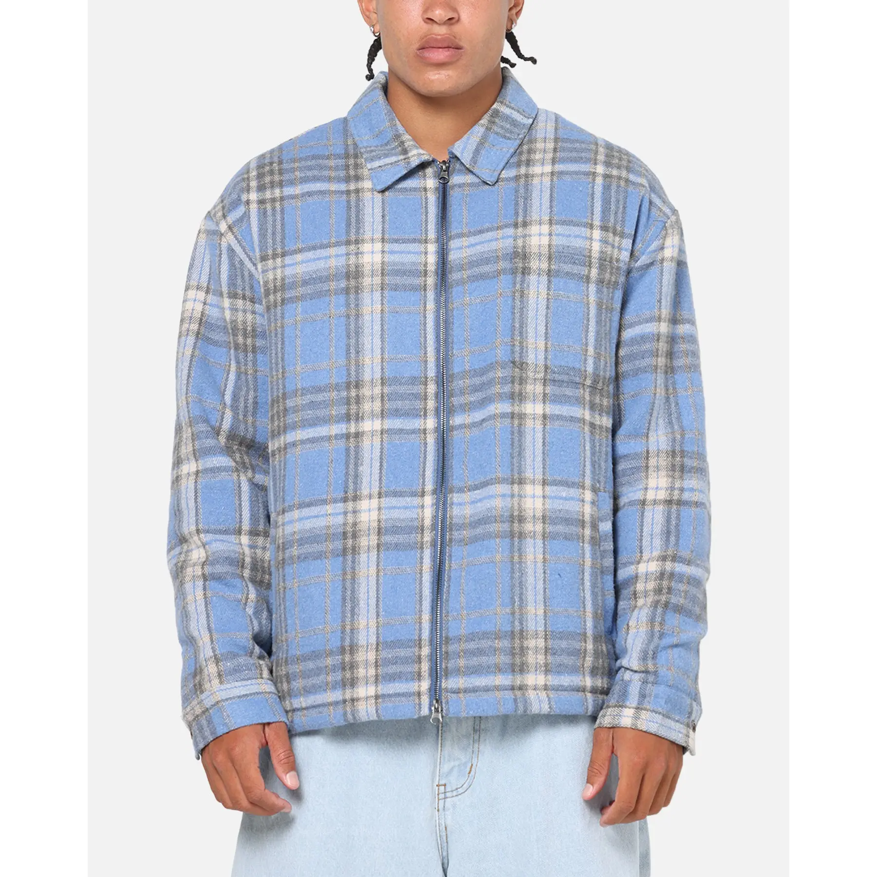 Saint Morta Plaid Zip Jacket Blue