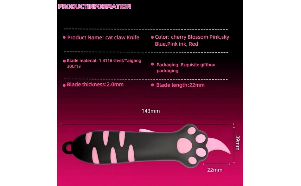 Cat Paw Box Cutter, 2026 New Retractable Cat Claw Knife Cute Cat Box Paper CutterPortable Cat Retractable Knife (black)