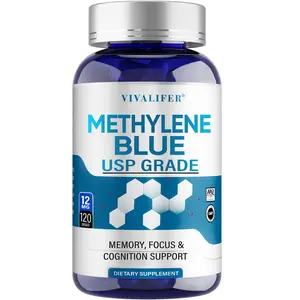 Methylene Blue Pharmaceutical Grade Supplement, 120 Capsules, 1% USP Grade for Increased Absorption, Cognitive Enhancing Properties and Energy