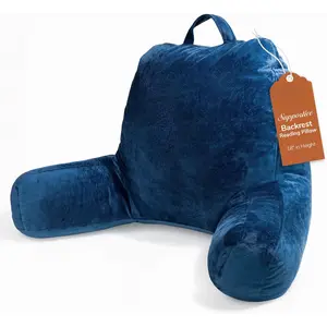 Reading Pillow,   Pillow for Bed Sitting Up, Adult -Rest Support Cushion with Arms for Sit Up on Couch, Sofa, and Floor, Dorm Essentials, Reading Accessories, Navy