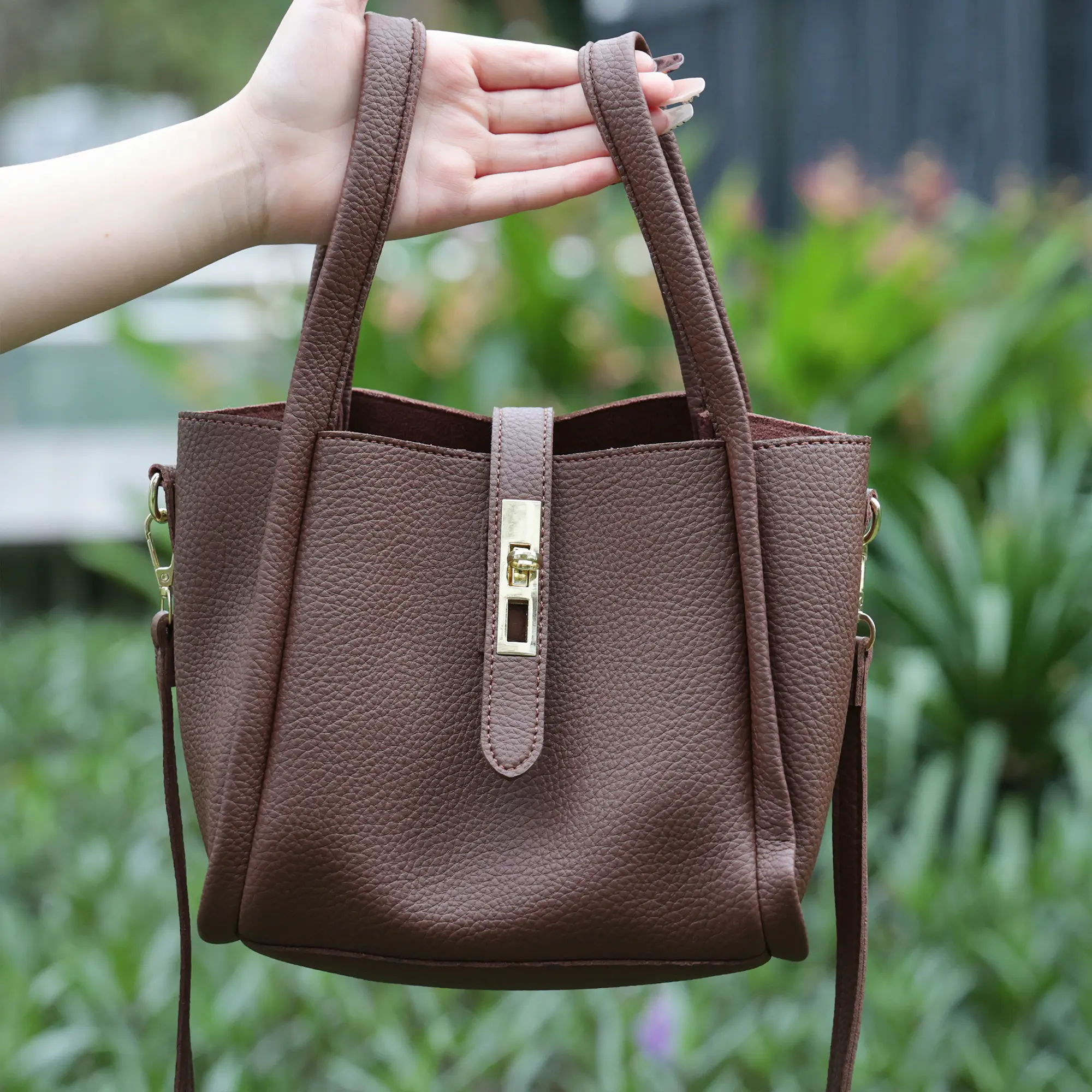 Women's Vintage Minimalist Leather Bucket Handbag - Large-Capacity All-Match Crossbody Bag, Trendy Work Bag for Women for Daily Life & Work, Work Bags For Women, Crossbody Bag For Women