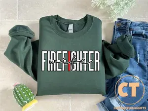 Firefighter Wife Sweatshirt, Firefighter Gift, Firefighter Dad Shirt, Fathers Day Sweater, Gift for Husband, Thin Red Line Tee, EMS Crewneck