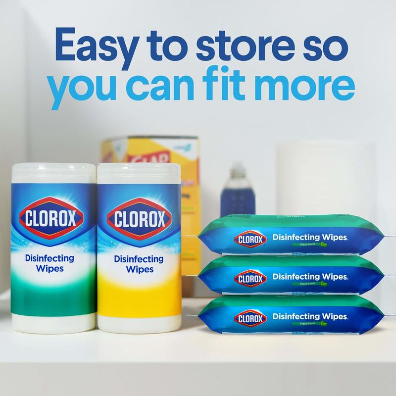 Clorox Disinfecting Wipes, Bleach Free Cleaning Wipes, Household Essentials, Fresh Scent, Moisture Seal Lid, 75 Wipes, Pack of 3 (New Packaging) Clorox