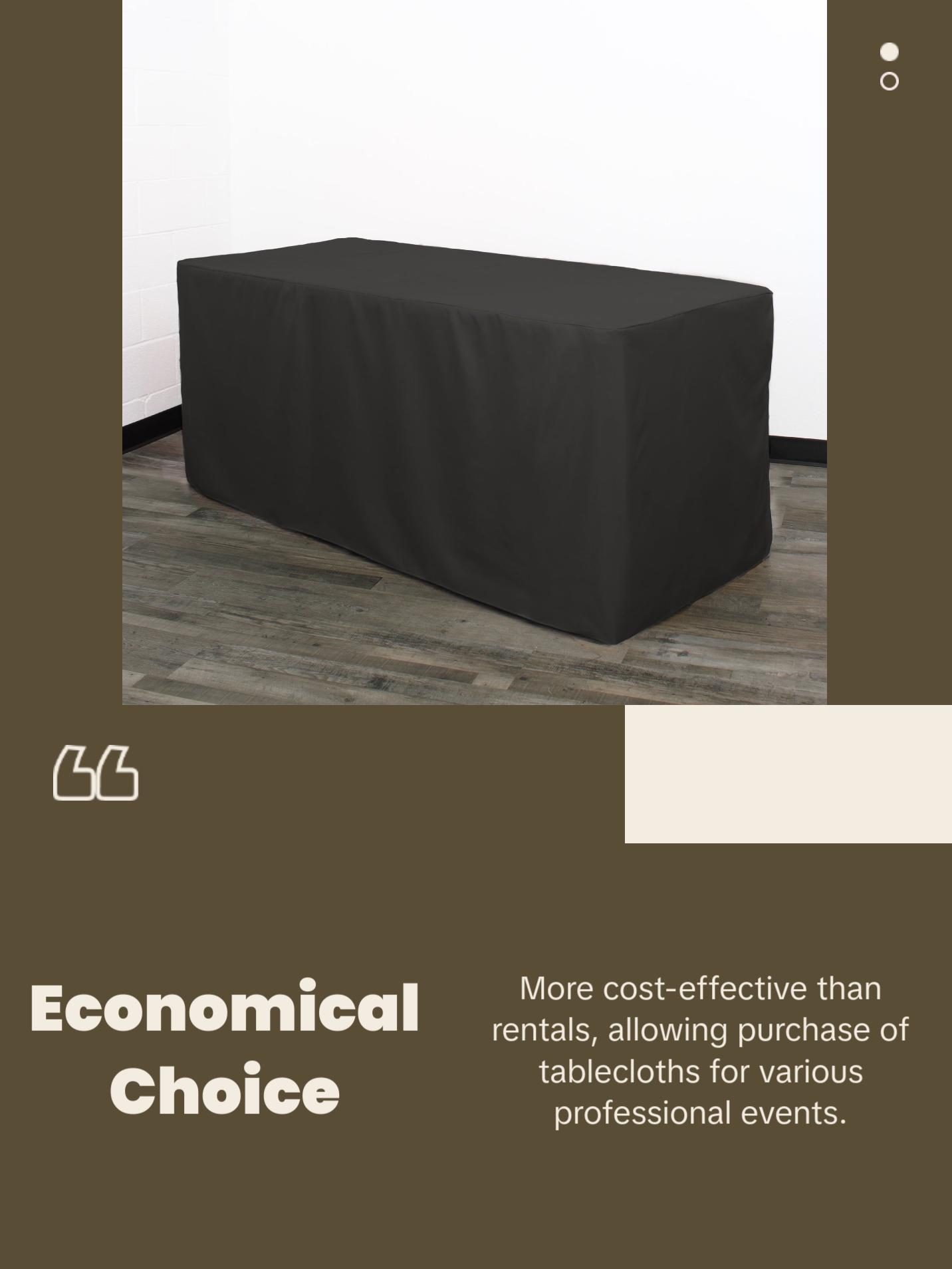 6 ft Rectangular Fitted Polyester Tablecloth Black