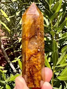 1pc Gleaming Golden Healer Tower Natural Crystal, Boho Style Rock Crystal Gemstone, Jewelry Accessory for Home Decor, Ideal Gift for Valentine'S Day, Mardi Gras, Spring Festival, Boho Chic Crystal - CRYSTALHOLA
