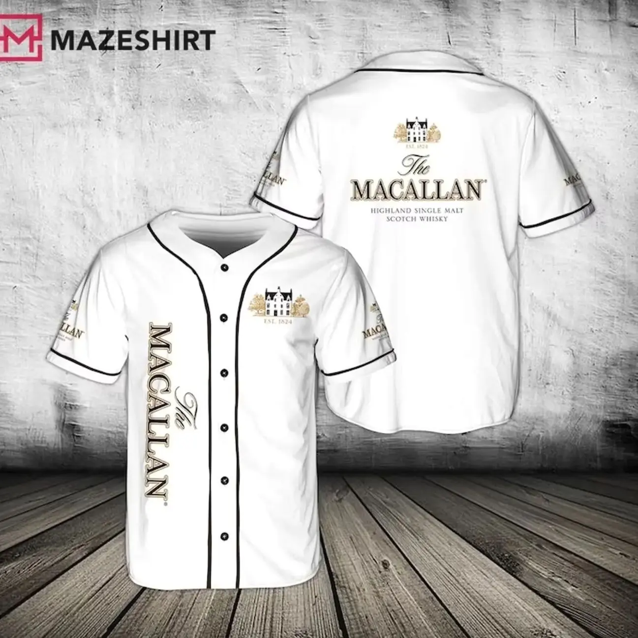 Premium Whisky Inspired Baseball Jersey, Vintage Liquor Style Button-Up Sports Shirt, Unisex Casual Wear XMA