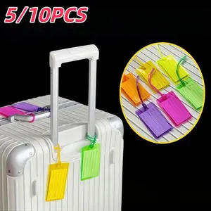 5/10pcs Colorful PVC Luggage Tags, Waterproof Anti-Loss Name Plates, Travel Essential, Luggage ID Labels, Shipping Identification