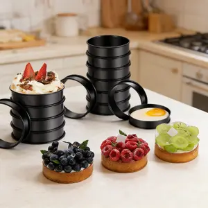 English Muffin Rings, 6/12Pcs Crumpet Rings, Black Double-Rolled Tart Rings | Food-Grade Stainless Steel Non-stick Round Cake Rings to Bake Perfect Fluffy Muffins, Pancakes, Pastry, Omelette | Dishwasher-safe Baking Supplies