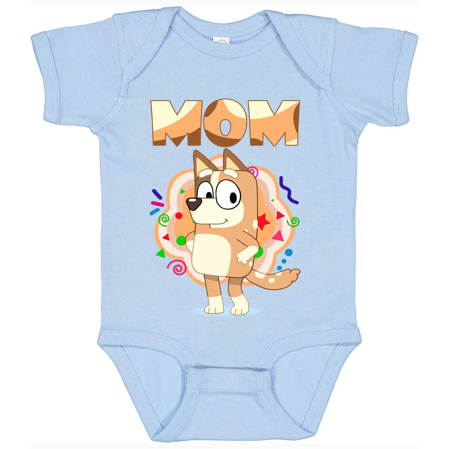 Bluey Mom Baby Bodysuit | Soft Cotton, Graphic Design, 6M - NB | Comfortable Snap Closure for Little Ones