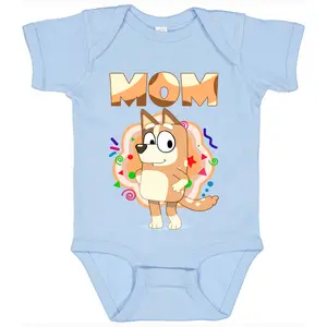 Bluey Mom Baby Bodysuit | Soft Cotton, Graphic Design, 6M - NB | Comfortable Snap Closure for Little Ones