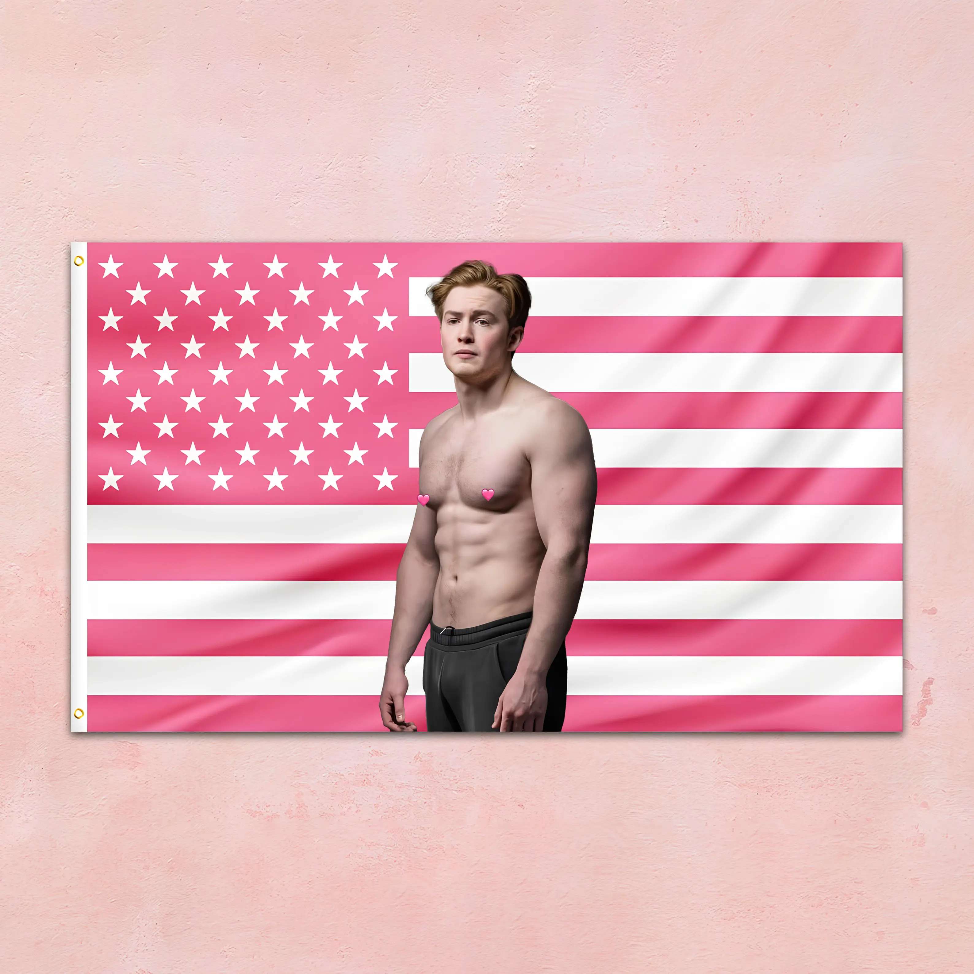Kit Connor Lover Pink American Flag Tapestry 3x5 FT Custom Banner Double-Sided Print Personalized Wall Flag with 4 Brass Grommets for College Dorm Bedroom Living Room Party Decor Lightweight Foldable Easy to Hang Christmas Gift