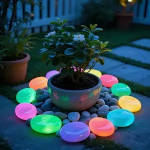 30pcs Dreamy Decorative Glowing Pebbles, Diameter 4.5cm, Garden Landscape Decor, Garden Accessories, Pathway Decoration, Fish Tank, Starry Sky View, Romantic Night Light Stone, Lighting