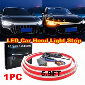70 Inch Car Hood Light Strip 2 color White and Yellow with host Adjustable mode Waterproof Dynamic LED Hood Light Strip Universal