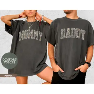 Comfort Colors Mommy Daddy Matching T-Shirt, Camo Family Shirt, Mom Life Tee, Dad Life T-Shirt, Matching Couple Shirts, Family Vacation Tee, Hunting Camo Mom Shirt, Hunting Camo Dad Tee