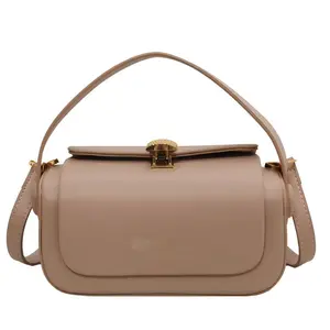 Elegant Beige Mini Square Crossbody Bags for Women with Gold Hardware Compact Stylish Designer Purses Leather Satchel for Everyday Use Dry Clean