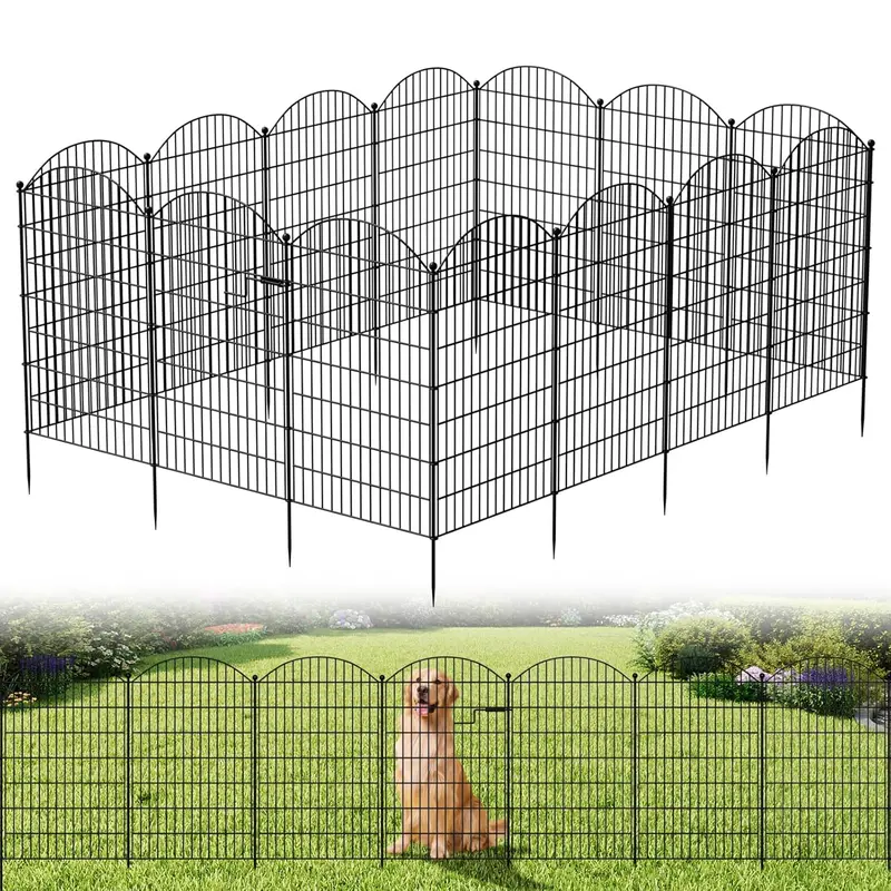 ABORON 13-Panel Garden Fence with Gate, 40" Height Rustproof Metal Animal Barrier, No-Dig Portable Safety Garden Border Fence for Yard & Patio (Sun-Resistant)