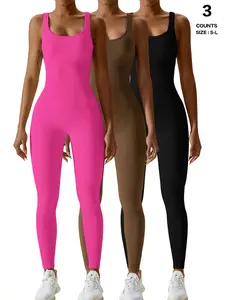 Women's Fitted Knit Jumpsuit, Sleeveless Design, Sporty Style, Organic Textile Material, Ideal for All Seasons