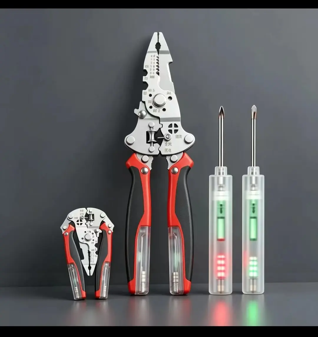 2026 Christmas Gift 16-in-1 Lineman Pliers - Heavy-Duty 16 Functions Tool with Insulated Grip, AWG Cable Crimper Cutter, Non-Contact Voltage Tester (12-250V AC DC Live LED & Audible Alarm) for Home Wires/Cables Use, Technicians, 16-In-1 Pliers
