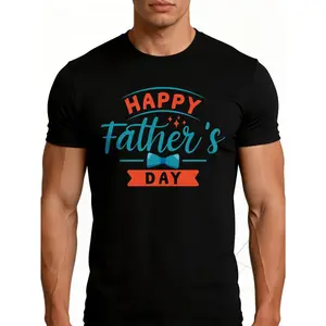 Men'S T-Shirt in a Relaxed Style Featuring a Happy Father'S Day Graphic, Perfect for Summer Gifting to Dads