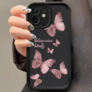 Butterfly Pattern Phone Case, Soft TPU Decorative Phone Protector Cover, Total Protective Shockproof Phone Cases for iPhone 11 12 13 14 15 16 17Series