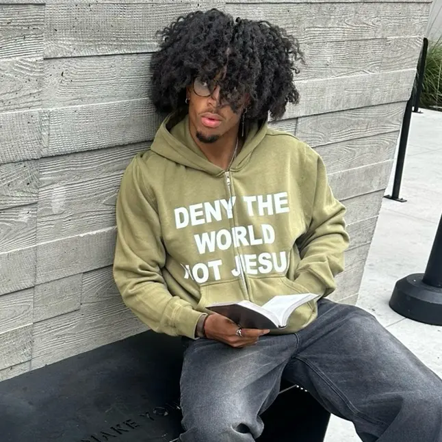 Deny The World Not Jesus zip up (forest green)