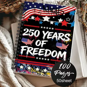 1pc Independence Day-themed Notebook, Graffiti Declaration Style - Flag Stripes and Graffiti Text Patterns. Record Free Thoughts. Essay Notebook, Inspiration Notebook. Suitable for Friends, Enthusiasts, Teachers. Street Culture. 5.5x8.3 Inch Notebook