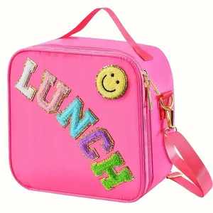 Smiling face letter lunch bag, outdoor portable insulated aluminum film lunch bag, fresh-keeping bag,storage organization