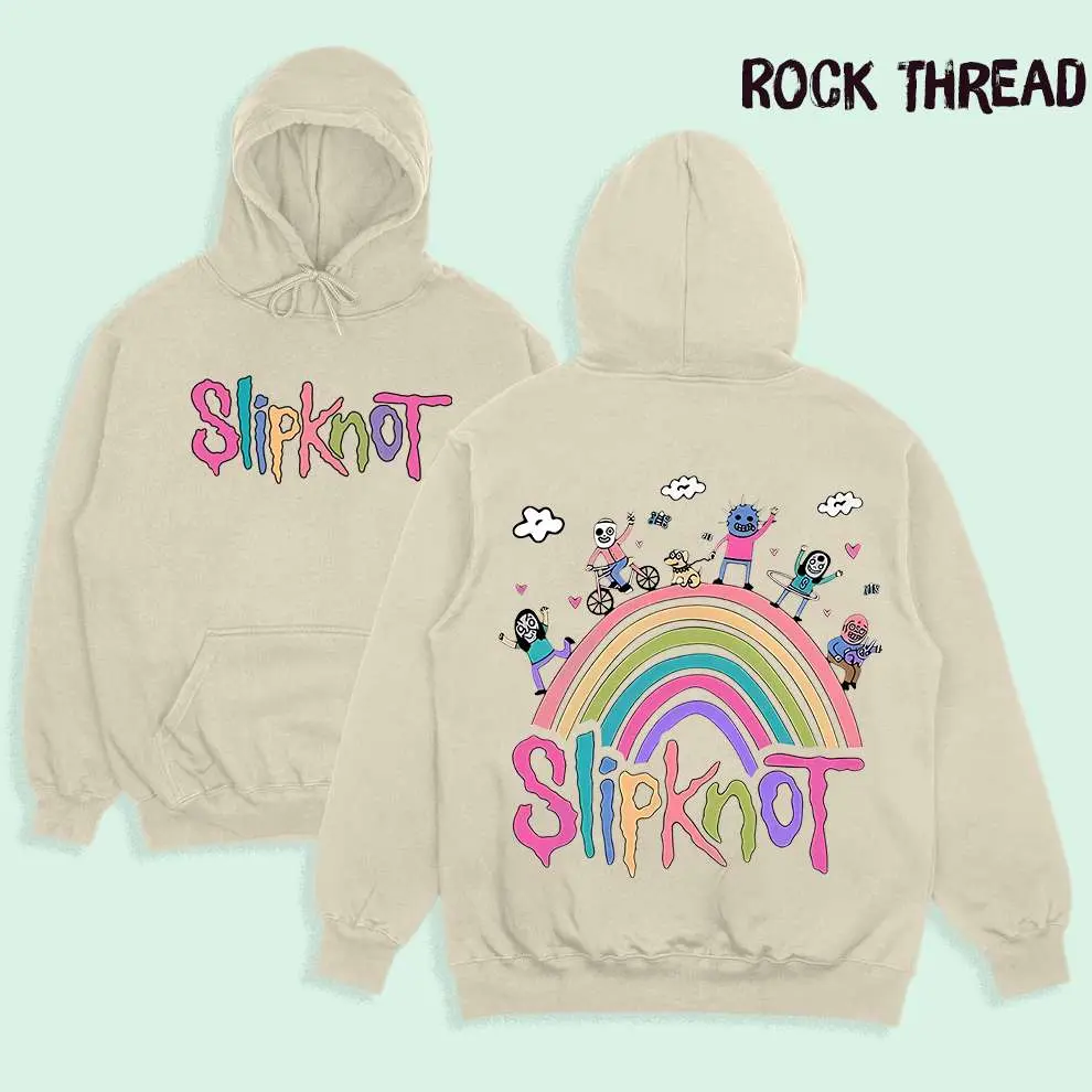 Retro Vintage Funny Slipknot Heavy Metal Rock Double Print Side Hoodie, 90s Records Rock Cotton T-shirt and Sweatshirt, Music Tour Merch Gift for Him Gift For Her Y2K Clothing