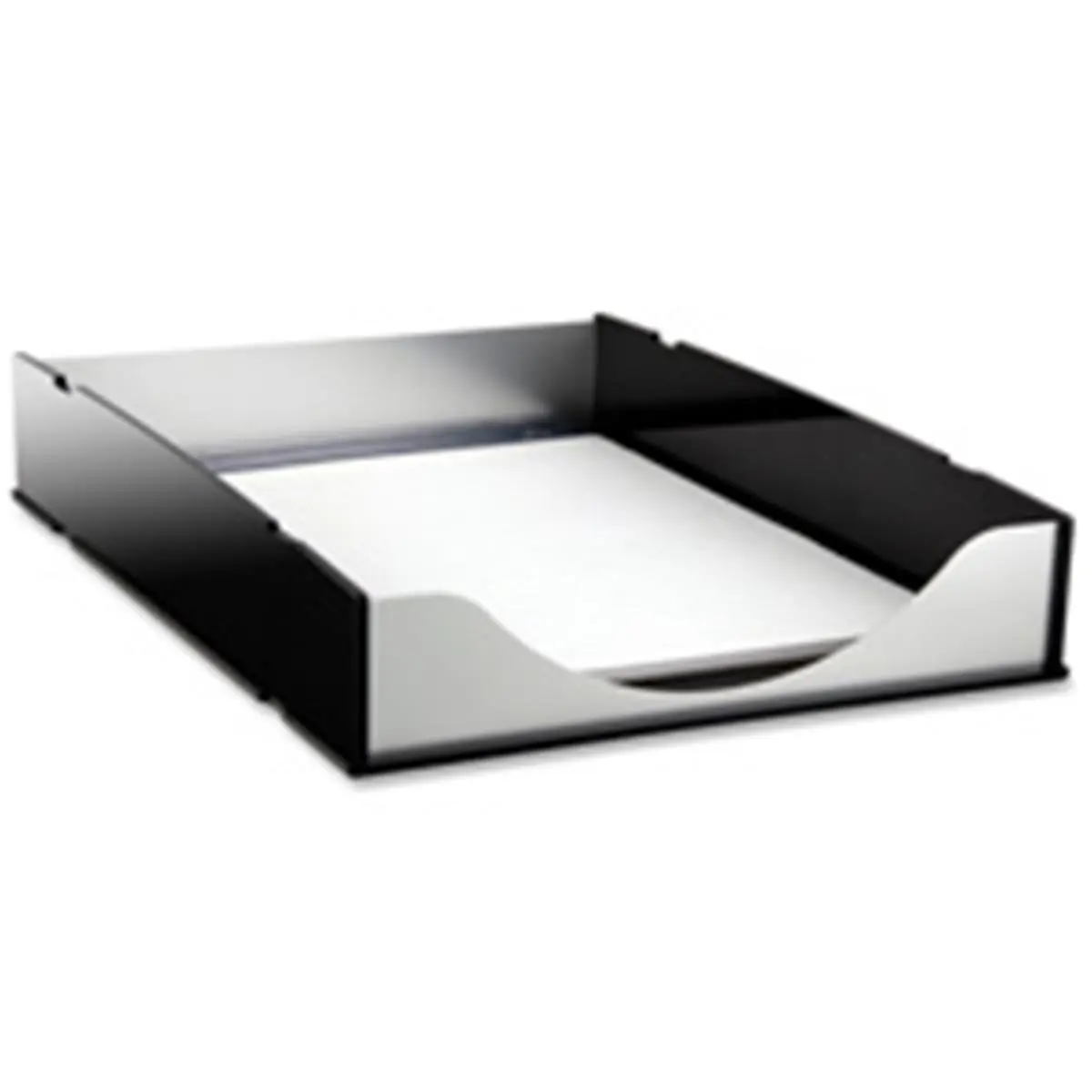 Kantek KTKBA310 Aluminum Black Acrylic Letter Tray, Desk Accessory with Curved Cutout, Hand-Crafted Front-Loading Design for Easy Loading