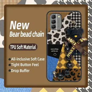 Cartoon Dirt-resistant Phone Case For Nokia G400 5G silicone cute Anti-knock Waterproof Black pearl pendant soft case Skin-friendly feel Simplicity protective case Bear bracelet