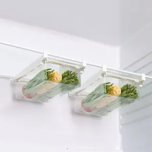 2pcs Transparent Drawer Storage Boxes for Refrigerator, Ideal for Fruits Vegetables Eggs, Enhance Kitchen Organization Efficiency