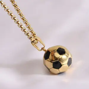 Solid Soccer Charm Necklace, Fashion Football Pendant Necklace, Sports Jewelry Gifts for Football Fans & Sports Enthusiasts