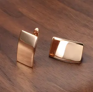 Kinel Hot Fashion Glossy Dangle Earrings 585 Rose Gold Simple Square Earrings For Women High Quality Daily Fine Jewelry