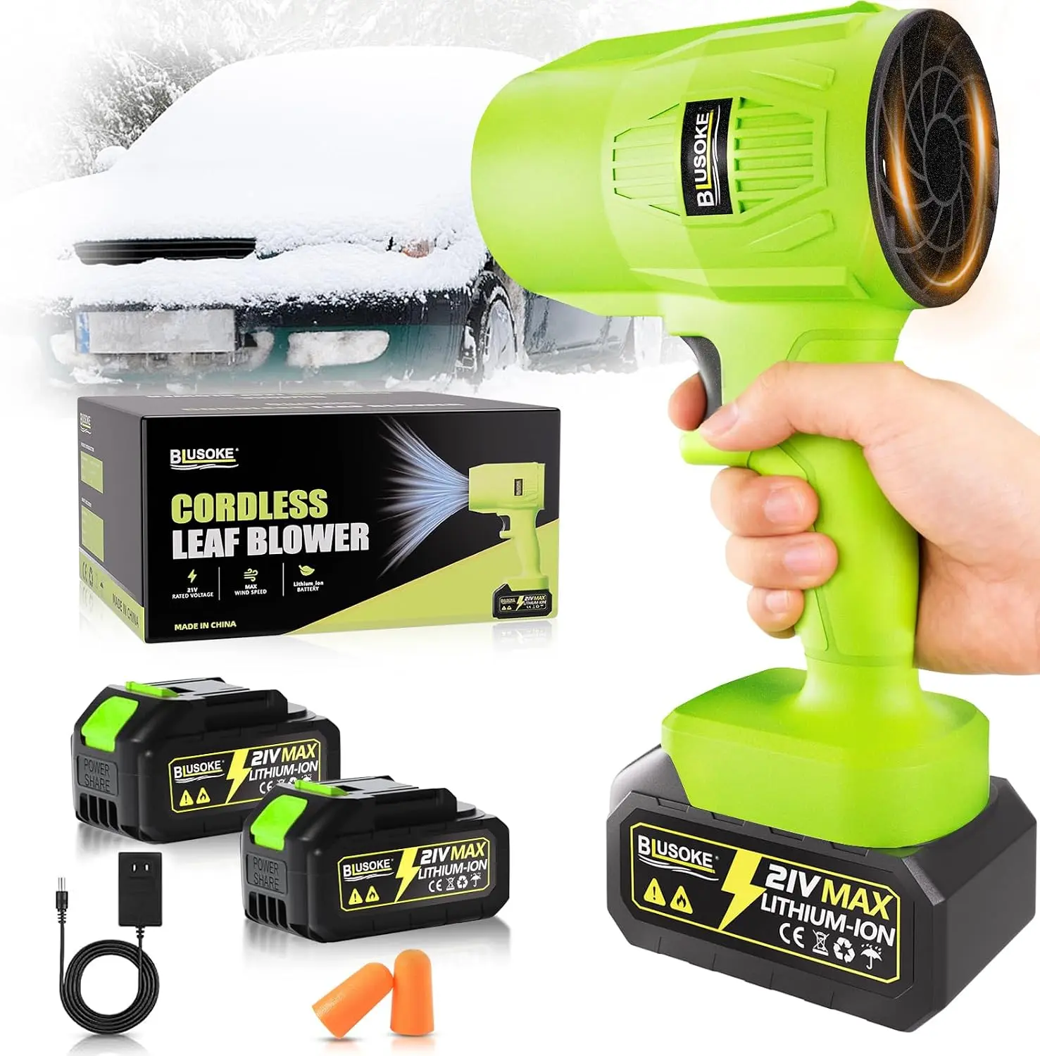 Cordless Snow Blower ,Patio Cleaning Blower Set,Handheld Electric Blower for Patio Cleaning, Car Drying, Leaves and Dust