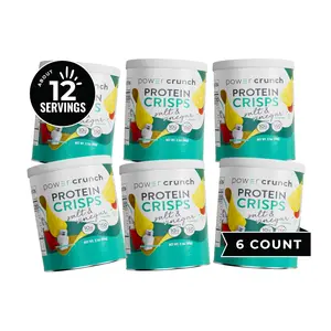 Power Crunch Protein CRISPS, a Potato Style Protein Chip, Salt & Vinegar, 10g of protein, 1.05 ounces per serving (Pack of 6)