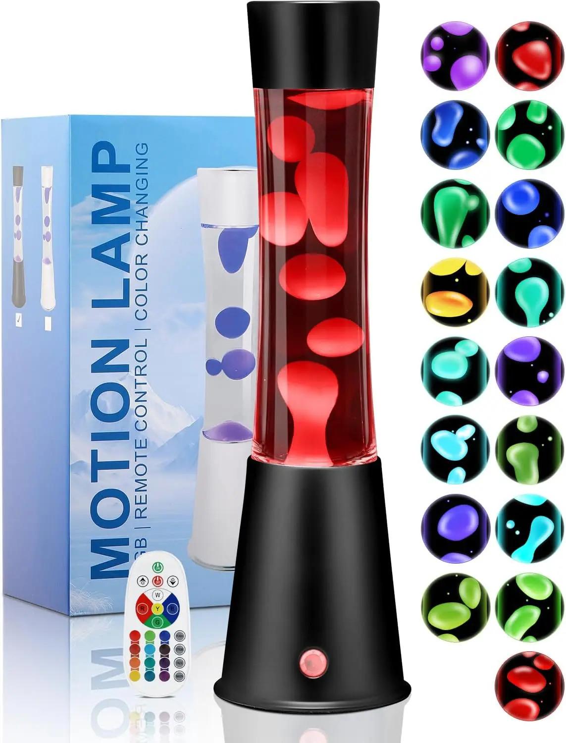 15.5" LED Liquid Motion Lamp, 17-Color Changing Night Light with Remote, Lights for Bedroom, Classic Table Lamp for Kids, Relaxing Home Office Christmas Decor with Rainbow Gradient, Lamps