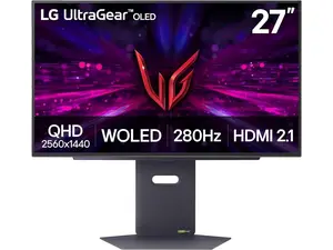 LG UltraGear 27 inch QHD 2K 1440P 280Hz with AMD FreeSync Premium Pro & G-Sync compatible 0.03ms HDR500 OLED Gaming Computer Monitor with Height Adjustable, Pivot, Swivel & Tilt Stand 27GX700A-B