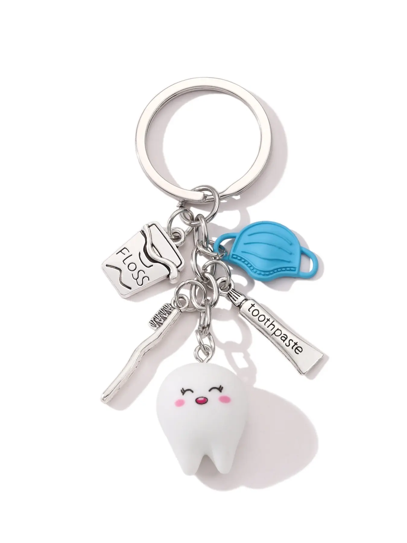 Cute Cartoon Acrylic Tooth Alloy Cup Keychain, Sweet Simple Dental Series Pendant, Gift for Dentist Friends and Family, Dental Theme Keychain, Cute Keychain Accessory