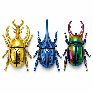 3-Pack Wind-Up Beetle Toys, Realistic Crawling Insects (Bee, Ladybug, Chain Beetle) for Kids Battle Game, Funny Novelty Gag Gift