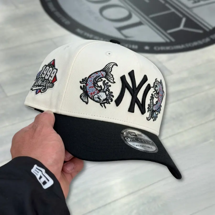 New Era NY Yankees & LA Dodgers 9FORTY 59FIFTY Snapback Adjustable Baseball Cap Cream White Black Koi Fish Embroidered Logo Adjustable Unisex Baseball Hat Hip Hop Streetwear Curved Brim TikTok Viral