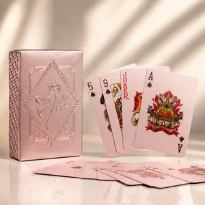 Champagne Rose Pink Waterproof Diamond Playing Cards, Luxury Glitter Poker Deck, Durable Flexible PVC Cards for Game Night, Party & Christmas Gift