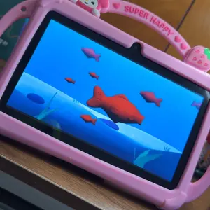 [GiftedInLove]PRITOM Kids Tablet 7 inch Android 13 IPS HD Screen with Protective Case Parental Control Dual Cameras Pre Installed Educational Apps Ideal for Boys Girls Pink Blue