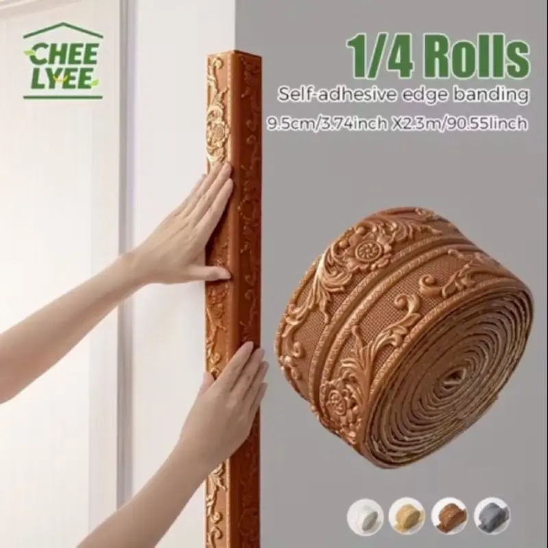 Self-Adhesive PVC Edge Banding Strip, 8mm Thicken Foam Corners, Peel & Stick Vinyl Wallpapers Borders Wall Cover, Easy Install for Ceilings, Interior Walls, Offices Warehouses, Decorative Wallpaper