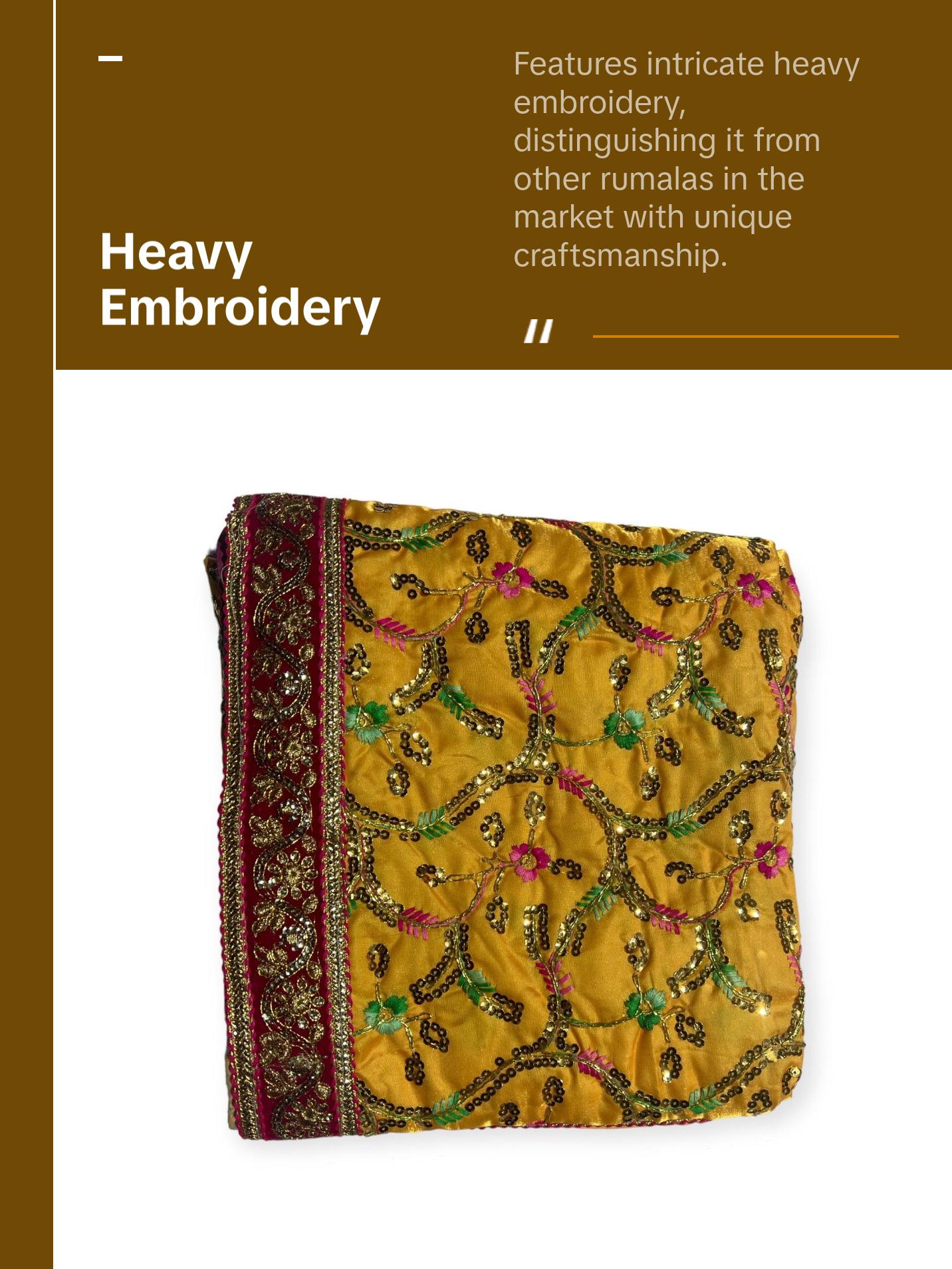 Heavy Embroidery Rumala Sahib Double Set with Cotton Lining and Embroidered Gota ( Colors available White Blue Yellow)