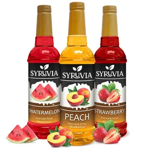 Syruvia Variety Pack - Watermelon, Peach & Strawberry Syrup 25.4 Fl oz (3-Pack)
