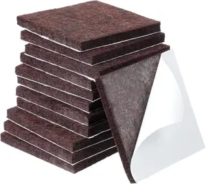 12Pcs Square Felt Furniture Pads 2 inch x 2 inch Self-Adhesive Table Leg Floor Protectors Cuttable Anti Scratch Furniture Pads for Hardwood Floors (Brown)